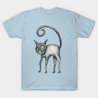 Black cat comic style T-Shirt